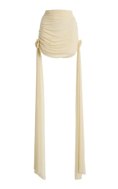 Maygel Coronel Eolia Ruched Jersey Bodysuit In Ivory