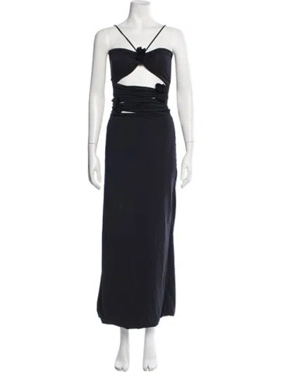 Pre-owned Maygel Coronel Halterneck Long Dress In Blue