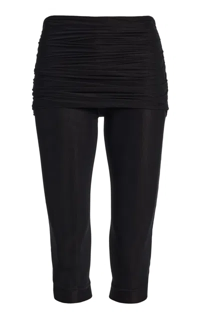 Maygel Coronel Maréva Ruched Jersey Capri Pants In Black