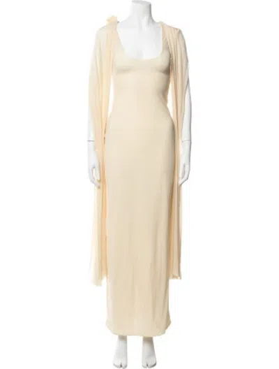 Pre-owned Maygel Coronel Scoop Neck Long Dress In Yellow