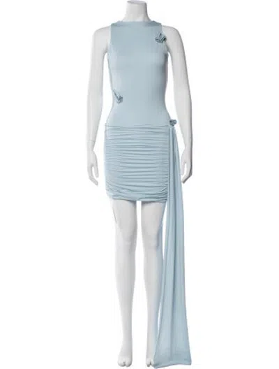 Pre-owned Maygel Coronel Square Neckline Mini Dress In Blue
