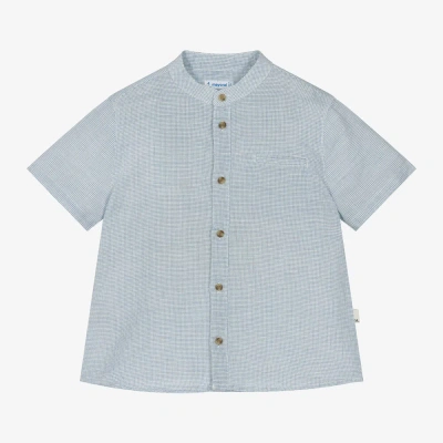 Mayoral Kids' Boys Blue Checked Cotton & Linen Shirt