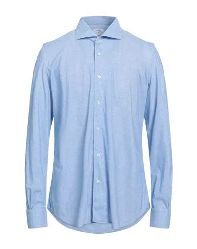 Mazzarelli Man Shirt Azure Size 17 Polyamide, Elastane In Blue