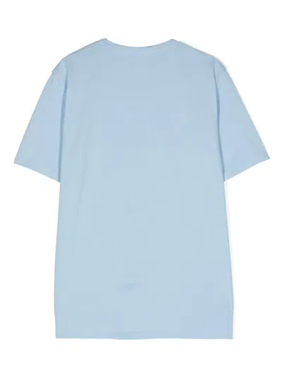 Mc2 Saint Barth Kids' Embroidered-logo Cotton T-shirt In Blue