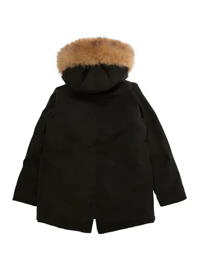 Mc2 Saint Barth Kids Mini Brenna Jr Faux Fur Hood Wax Parka Jacket In Multi