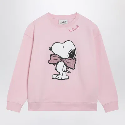 Mc2 Saint Barth Kids' Pink Cotton-blend Sweatshirt With Snoopy Print