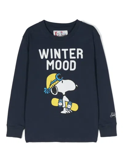 Mc2 Saint Barth Kids' X Peanuts™ Cartoon-print Cotton Sweatshirt In Blue