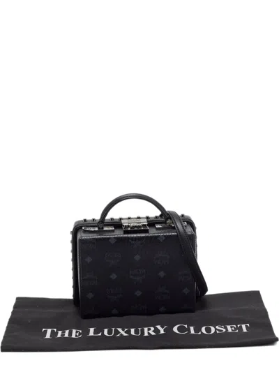 Pre-owned Mcm Berlin Box Studded Satchel Bag In Black