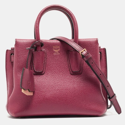 Pre-owned Mcm Dark Red Leather Mini Milla Tote