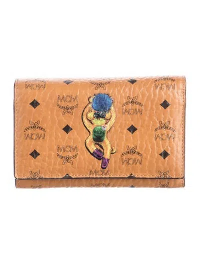 Pre-owned Mcm Leather Graphic Print Wallet In Brown