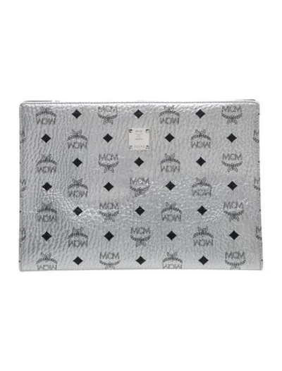Pre-owned Mcm Visetos Clutch In Silver
