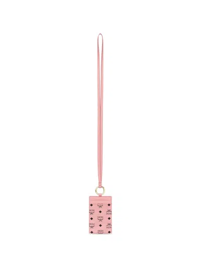 Mcm Visetos Lanyard Card Holder In Pink