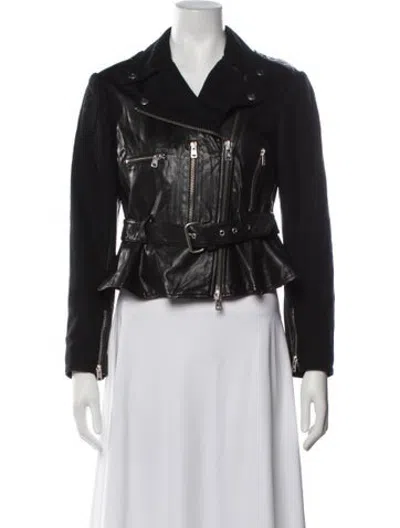 Pre-owned Mcq By Alexander Mcqueen Leather Biker Jacket In Black
