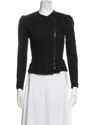 Pre-owned Mcq By Alexander Mcqueen Patterned Biker Jacket In Black
