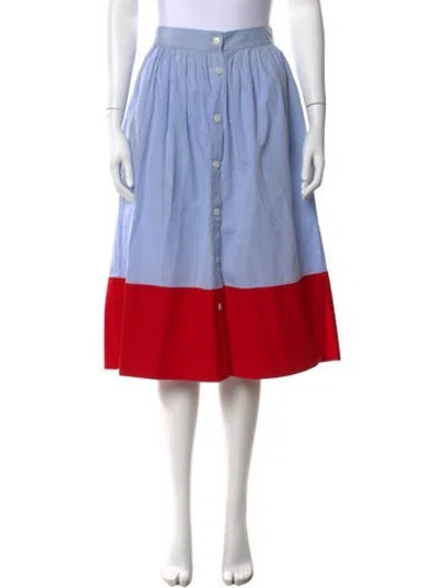 Pre-owned Mds Stripes Colorblock Pattern Midi Length Skirt In Blue/red