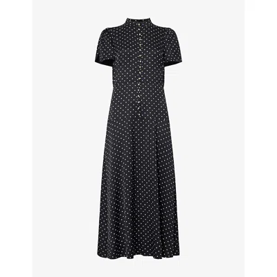 Me And Em And Em Womens A-line Polka-dot Woven Midi Dress Black/light Cream