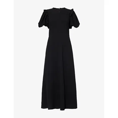 Me And Em And Em Womens Black Short-sleeve Crepe Midi Dress