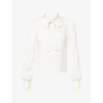 Me And Em And Em Womens Light Cream Stand-collar Long-sleeve Jersey Top