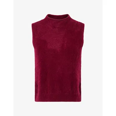Me And Em And Em Womens Mock-neck Brushed Cashmere Vest Barolo Red