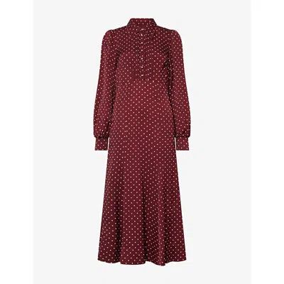 Me And Em And Em Womens Polka-dot Fit-and-flare Woven Midi Dress Wine Red/cream
