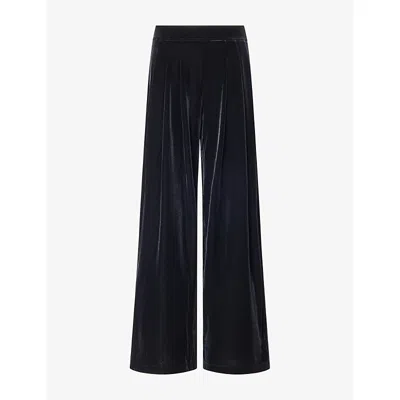 Me And Em And Em Womens Wide-leg Pleated Velour Trousers Black