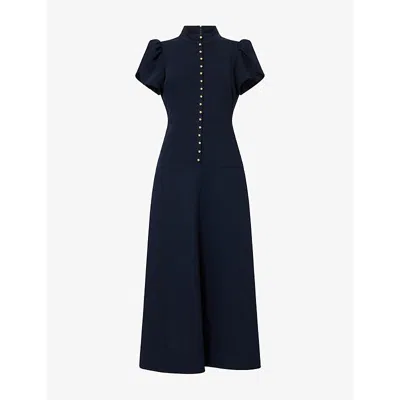 Me And Em Womens  A-line Short-sleeve Woven Midi Dress In Navy