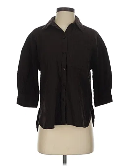 Pre-owned Me+em 3/4 Sleeve Button Down Shirt In Black