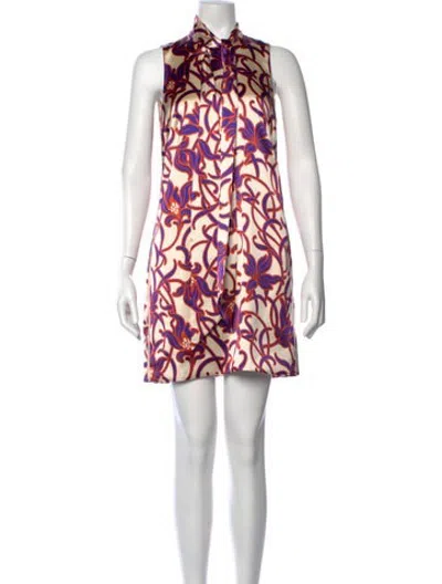 Pre-owned Me+em Floral Print Mini Dress In Neutrals