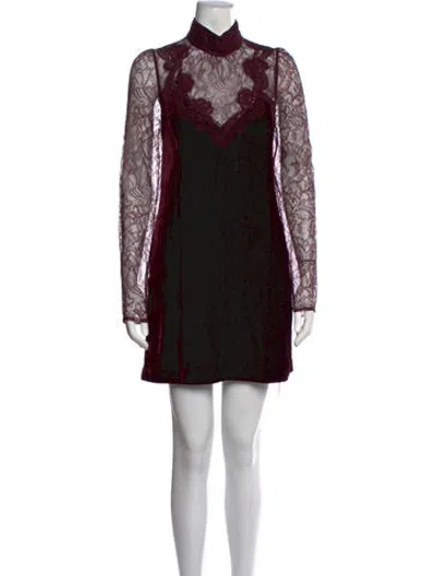 Pre-owned Me+em Lace Pattern Mini Dress In Black/red