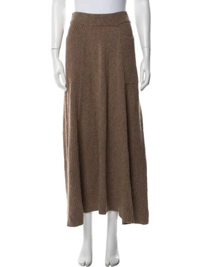 Pre-owned Me+em Merino Wool Long Skirt In Brown