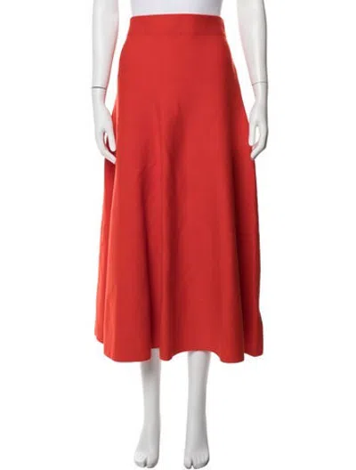 Pre-owned Me+em Midi Length Skirt In Orange/red