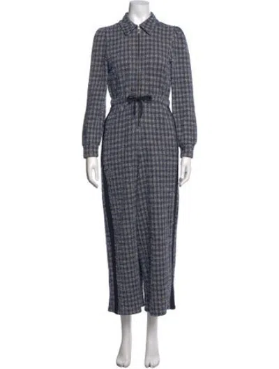 Pre-owned Me+em Plaid Print Jumpsuit In Blue