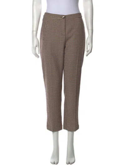 Pre-owned Me+em Plaid Print Straight Leg Pants In Black