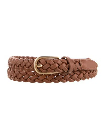 Pre-owned Me+em Skinny Leather Waist Belt In Brown