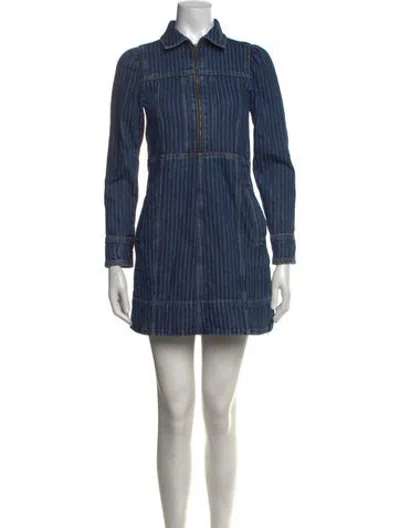 Pre-owned Me+em Striped Mini Dress In Blue