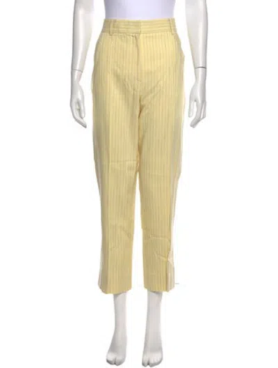 Pre-owned Me+em Striped Straight Leg Pants In Yellow