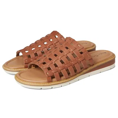 Me Too Arien Sandals Women's Brown Leather Open Toe Slip On Slide Htat1543
