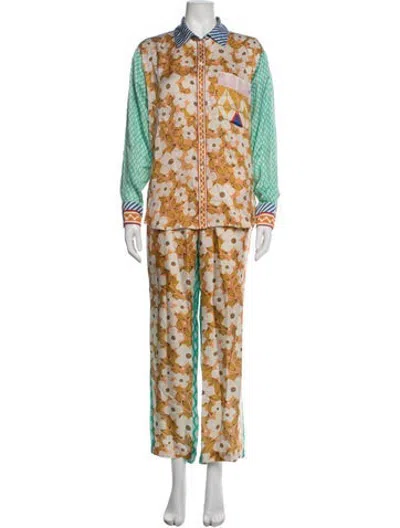 Pre-owned Me369 Floral Print Pant Set In Multicolor