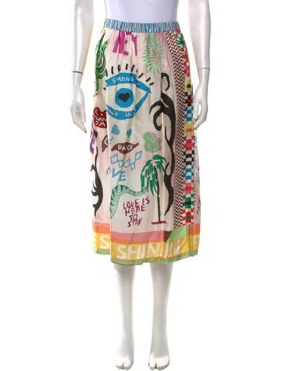 Pre-owned Me369 Graphic Print Midi Length Skirt In Multicolor