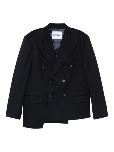 Medeea Asymmetrical Double-breasted Blazer In Blue
