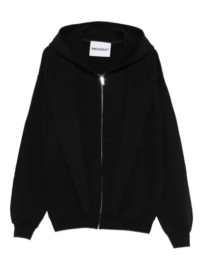 Medeea Lapels Zip Hoodie Jacket In Black