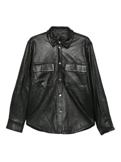 Medeea Pocket Leather Jacket In Black