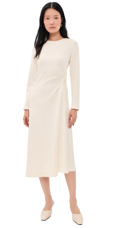 Meimeij Ponte Midi Dress With Side Knot Detail Sugar Swizzle In Neutral