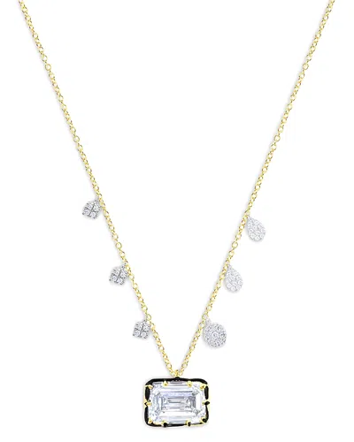 Meira T 14k White & Yellow Gold Lab Grown Diamond Emerald Cut & Dangle Pendant Necklace, 2.0 Tcw