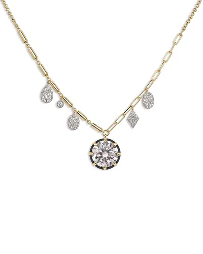 Meira T 14k White & Yellow Gold Lab Grown Diamond Oval & Dangle Pendant Necklace, 2.90 Tcw