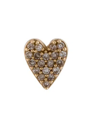 Pre-owned Mejuri 14k Diamond Mini Heart Stud Earrings In Clear