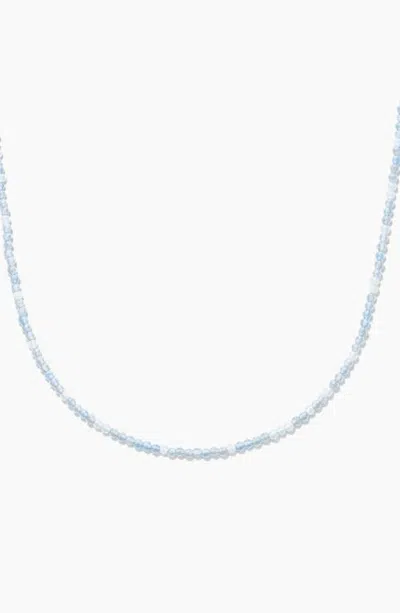 Mejuri Carmen Birthstone Beaded Necklace In Milky Aquamarine