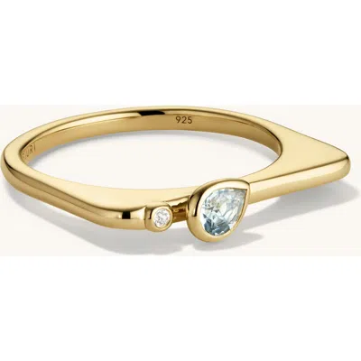Mejuri Puzzle Stacking Ring In Gold/aquamarine