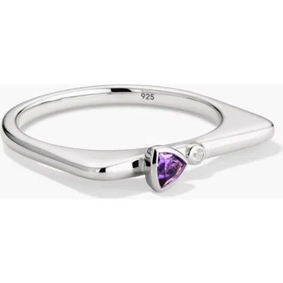 Mejuri Puzzle Stacking Ring In Silver/amethyst