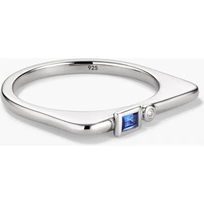 Mejuri Puzzle Stacking Ring In Silver/blue Sapphire